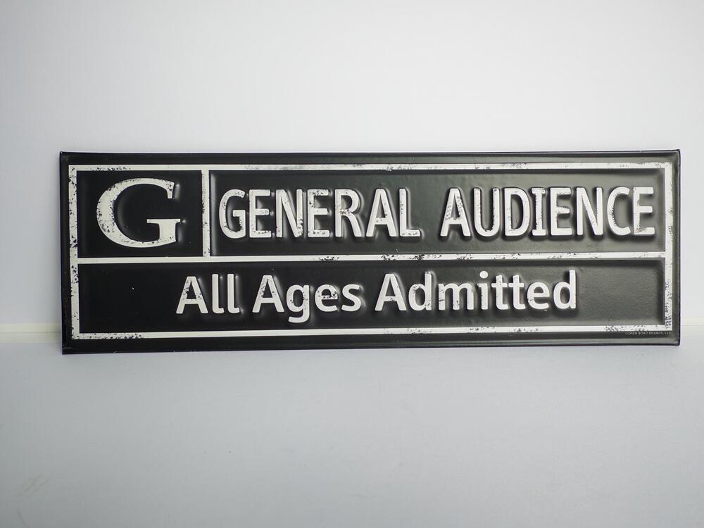 Open Road Brands G General Audience Metal Sign 13x4 Movie Rating Black Wall